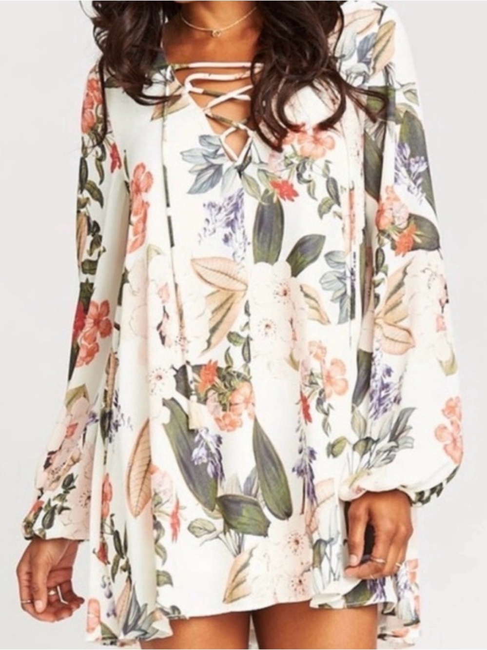 Show Me Your Mumu | Oversized Boho Lightning Bird Tunic in White Floral | Sz M